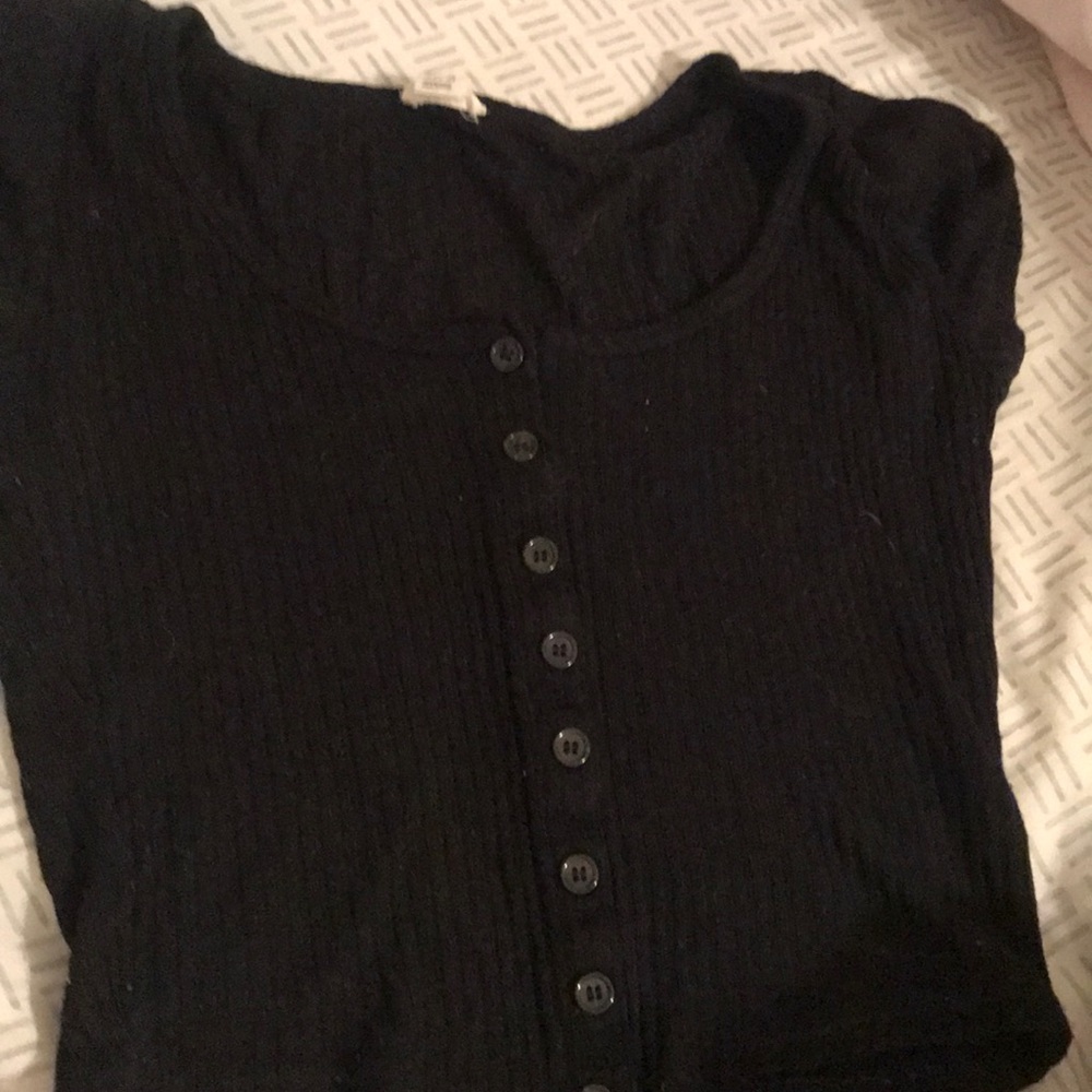 Button up black crop top